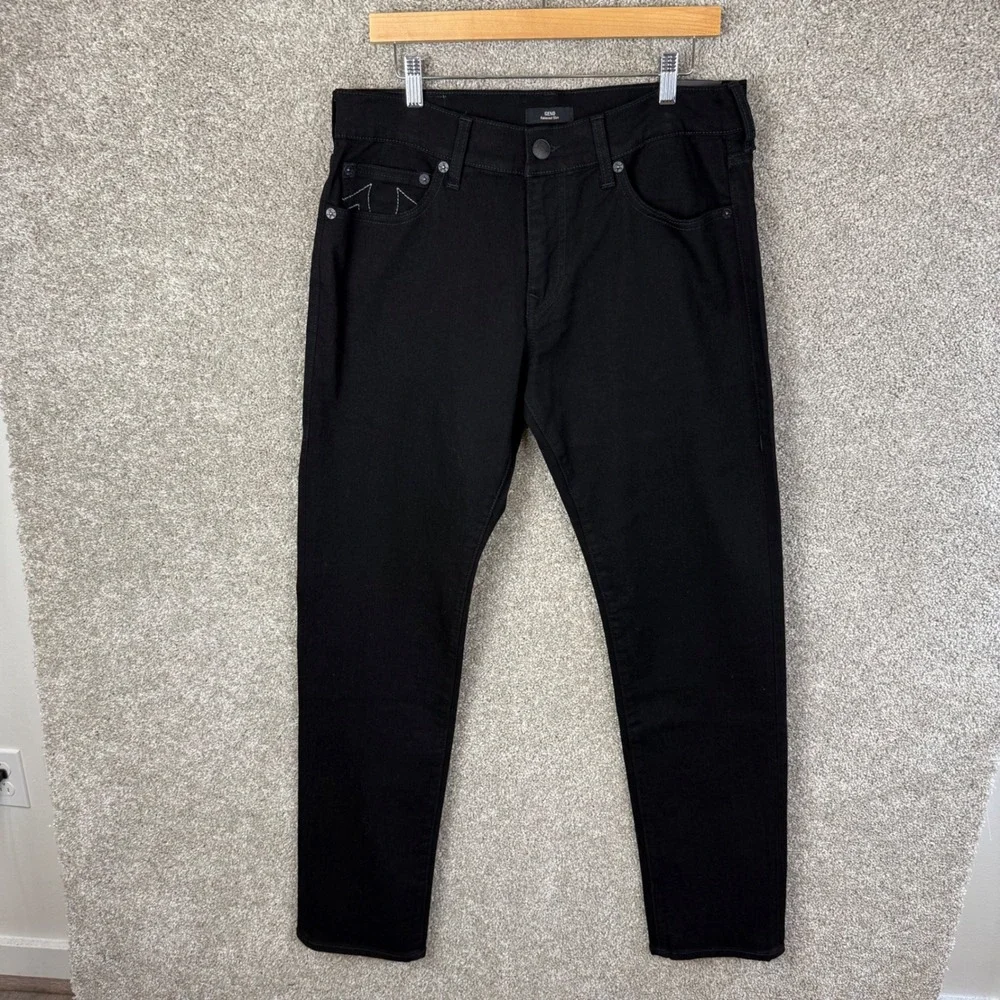 True Religion Geno Relaxed Slim Jeans Mens 32x34 Body Rinse Black 105714 NEW